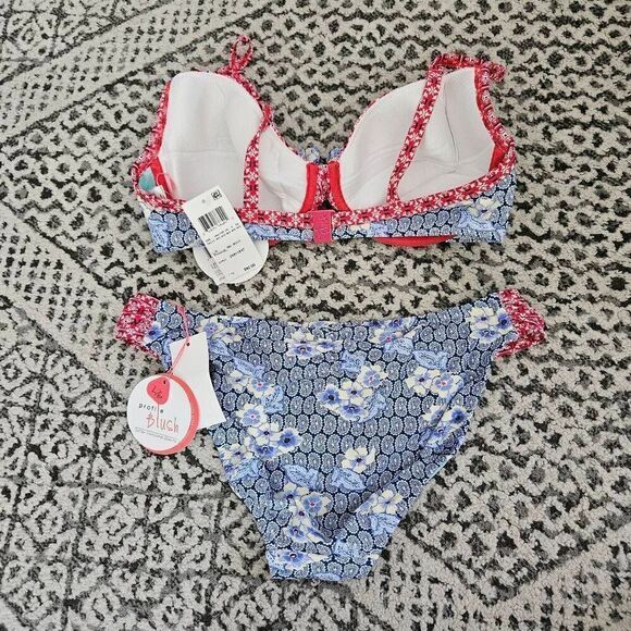 Profile Blush by Gottex Paisley Print Underwire Bikini Set Top Size Medium D Cup - Picture 5 of 7